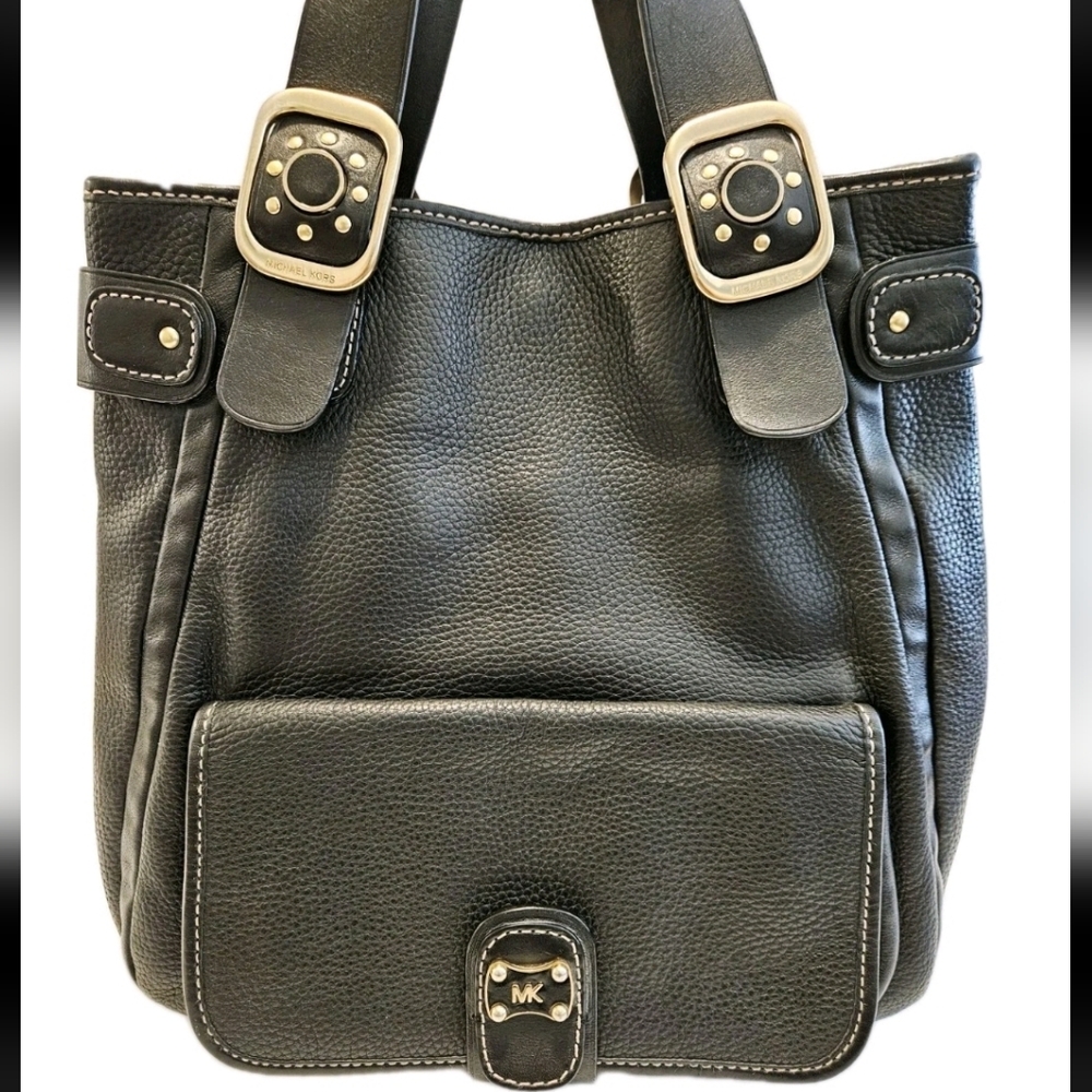Vintage Michael Kors Black Leather Hobo Tote Bag EUC - Picture 4 of 15